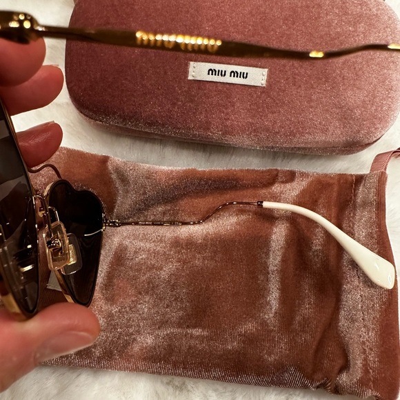 Miu Miu Gold Frame Sunglasses with Brown Lenses - Picture 5 of 5